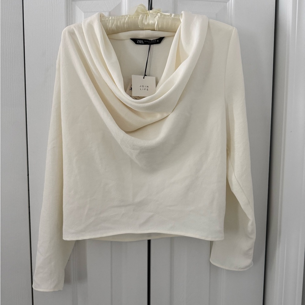 NWT Zara Soft Cream Cowl Neck Blouse